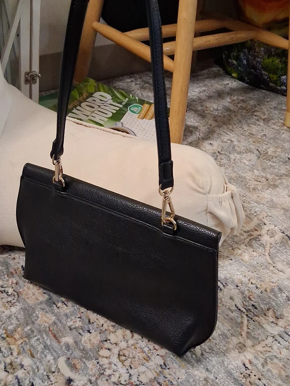 Classic Black Leather Crossbody Bag by Anthropologie